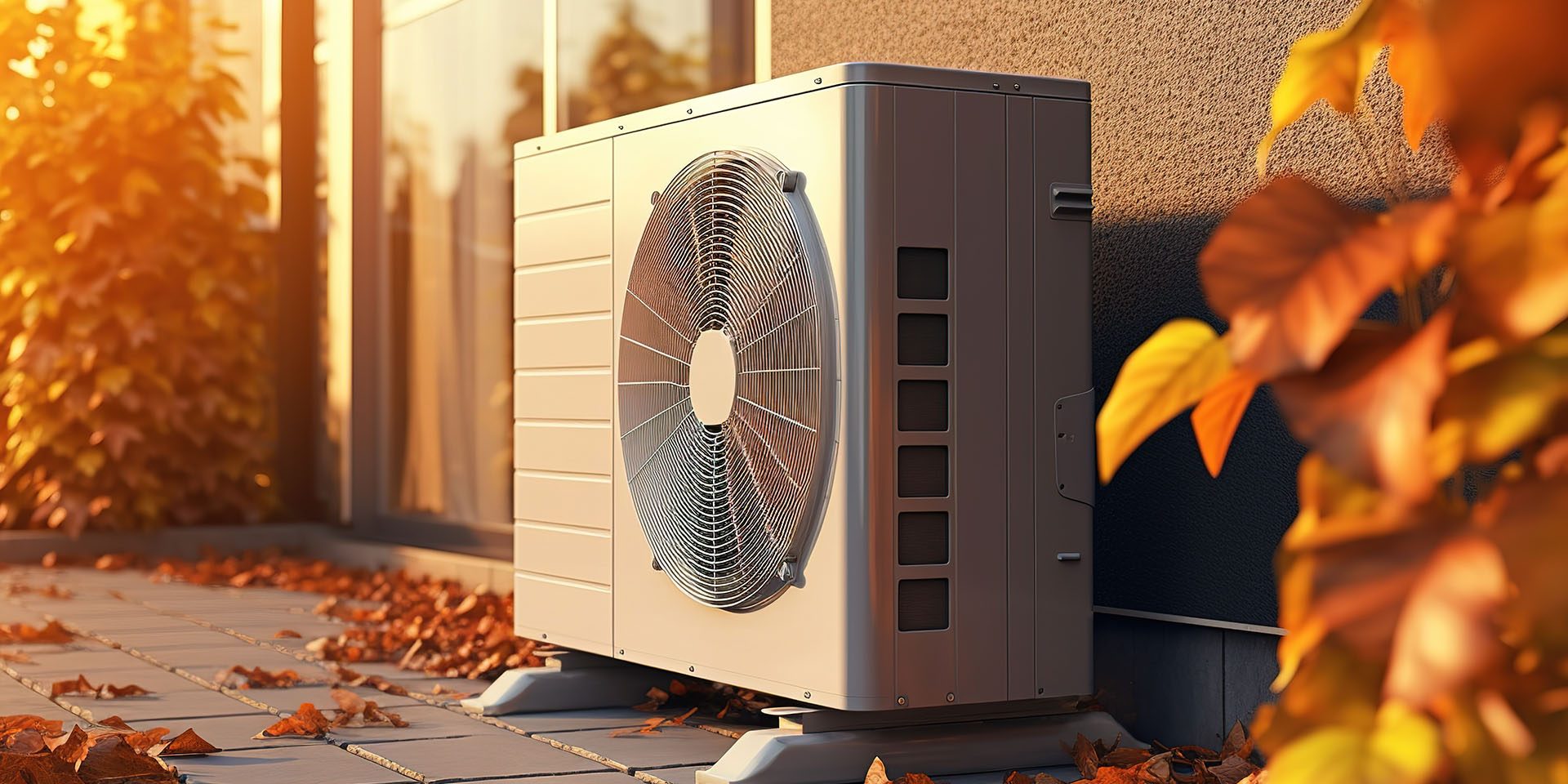 Wärmepumpe am Haus. Elektrische Heizung von außen. Heizen mit